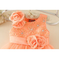 Hot Turkey wholesale children clothes summer shiny performance dance dresses Orange one piece flower party dress Vietnam dress